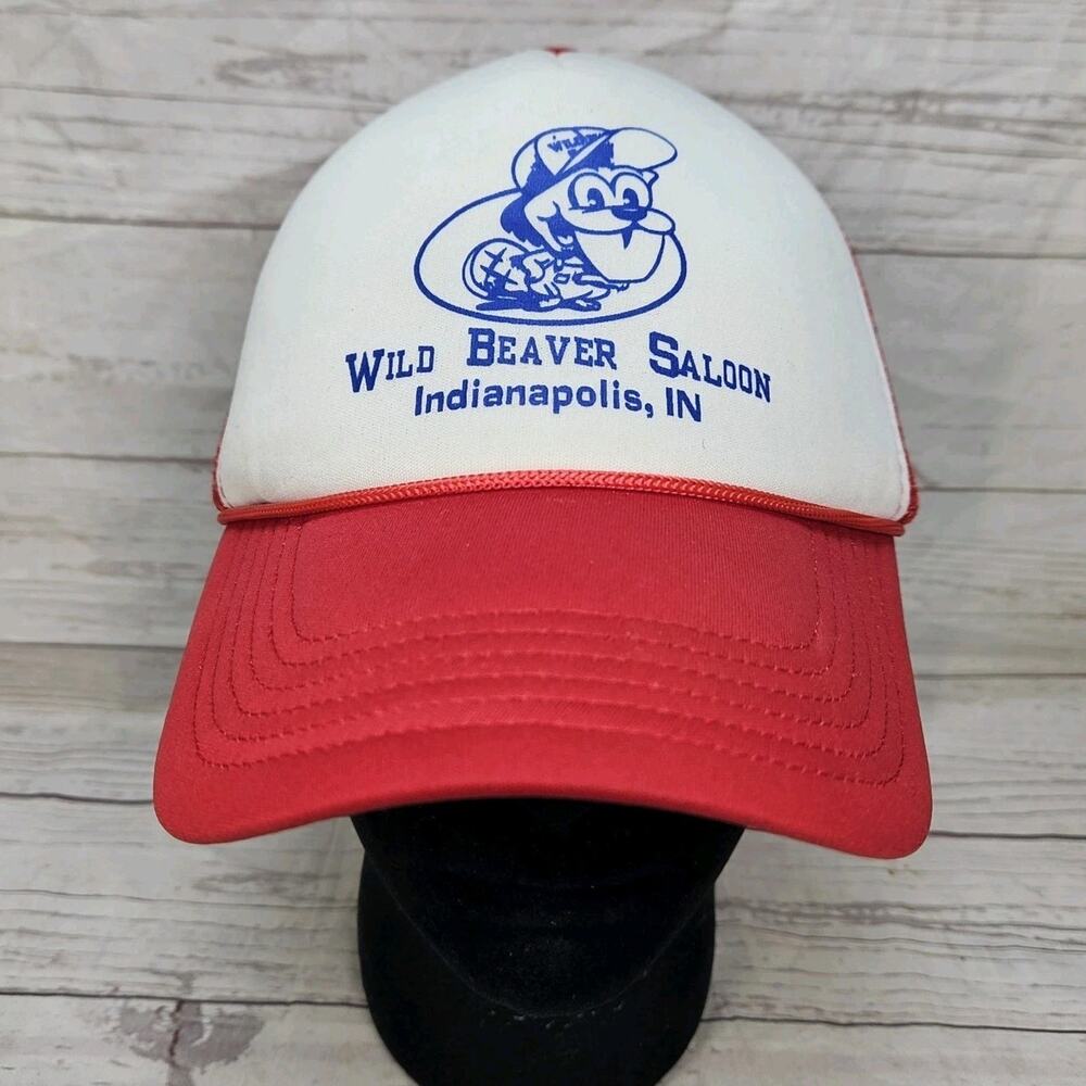 Wild Beaver Saloon Indianapolis IN Funny Trucker Foam Mesh Trucker Hat Cap Red